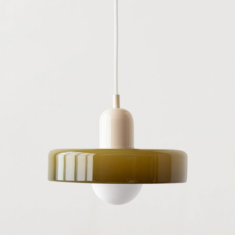 Bauhaus pendellampe i farget glass